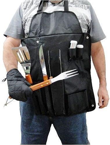 Kit Churrasco 8 Peças Inox com estojo avental CBRN03709 - Commerce Brasil