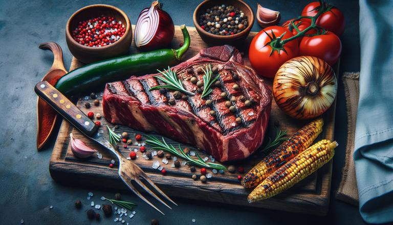 Bife ancho é um corte de carne bovina extraído da parte superior das costelas do animal. Conhecido por sua textura macia e marmorização, é ideal para grelhar. (imagem gerada com inteligência artificial)
