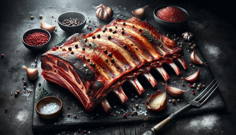 A costela é um tipo de carne retirada da parte das costelas dos animais, principalmente bovinos e suínos. É conhecida por seu sabor e textura, geralmente preparada assada ou grelhada. (imagem gerada com inteligência artificial)