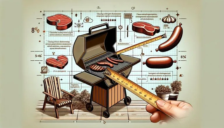 Dimensão da churrasqueira refere-se às medidas de altura, largura e profundidade do equipamento, essenciais para acomodar a quantidade de alimentos e o tipo de uso pretendido. (imagem gerada com inteligência artificial)
