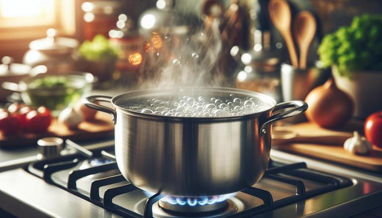 Ferver é o processo de aquecer um líquido até que atinja o ponto em que começa a mudar para o estado gasoso, formando bolhas e emitindo vapor. (imagem gerada com inteligência artificial)