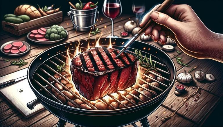 Filé-mignon é um corte de carne bovina macio e suculento, extraído da parte inferior do lombo. É popular em receitas sofisticadas, apreciado por sua textura delicada e sabor suave. (imagem gerada com inteligência artificial)