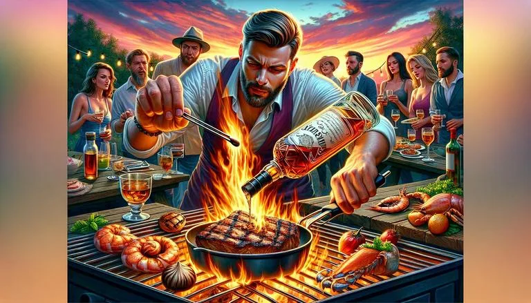 Flambar é uma técnica culinária que envolve borrifar uma bebida alcoólica sobre alimentos e acender com fogo, criando uma chama que intensifica aromas e sabores. (imagem gerada com inteligência artificial)
