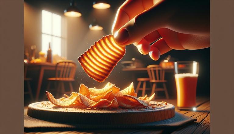 Estaladiço - Estaladiço refere-se a algo crocante, que quebra ou estala facilmente ao ser mordido ou dobrado, geralmente usado para descrever alimentos como torradas ou batatas fritas. - Um churras - Imagem gerada por IA