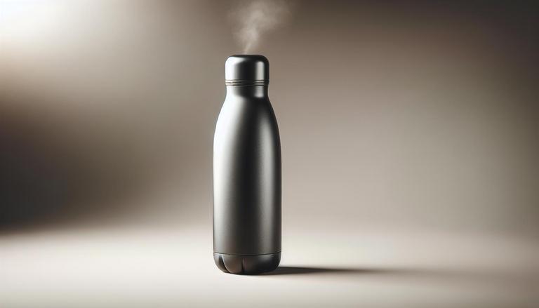 Garrafa térmica - Uma garrafa térmica é um recipiente isolado que mantém líquidos quentes ou frios por longos períodos, usando uma câmara de vácuo para minimizar a transferência de calor. - Um churras - Imagem gerada por IA