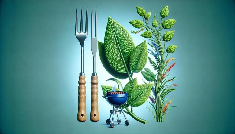 Haste - Haste é uma estrutura longa e fina que suporta outras partes, como folhas, flores ou frutos, em plantas, ou serve como cabo para ferramentas e bandeiras. - Um churras - Imagem gerada por IA