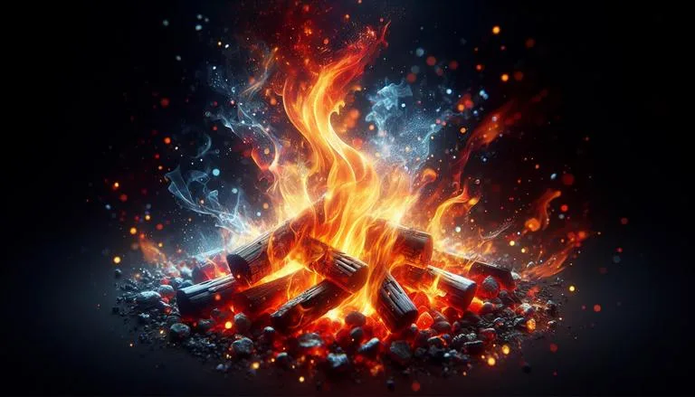 Intensidade do fogo - Intensidade do fogo refere-se à quantidade de energia liberada durante a combustão em uma área específica em um determinado período. É medida em kW/m². - Um churras - Imagem gerada por IA