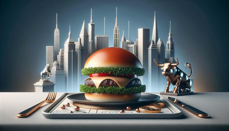 Wall Street Burger - Wall Street Burger é um restaurante especializado em hambúrgueres gourmet, conhecido por ingredientes de alta qualidade e receitas inovadoras inspiradas na culinária americana. - Um churras - Imagem gerada por IA