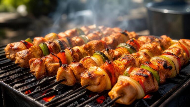 Espetinho de Frango: Dicas, Marinadas e Grelha - Um churras - Imagem gerada por IA