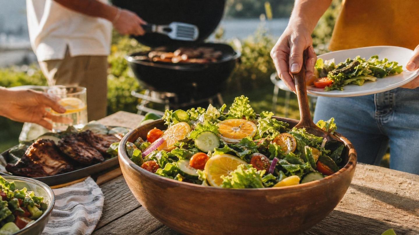 Saladas refrescantes para churrasco de verão - Um churras - Imagem gerada por IA