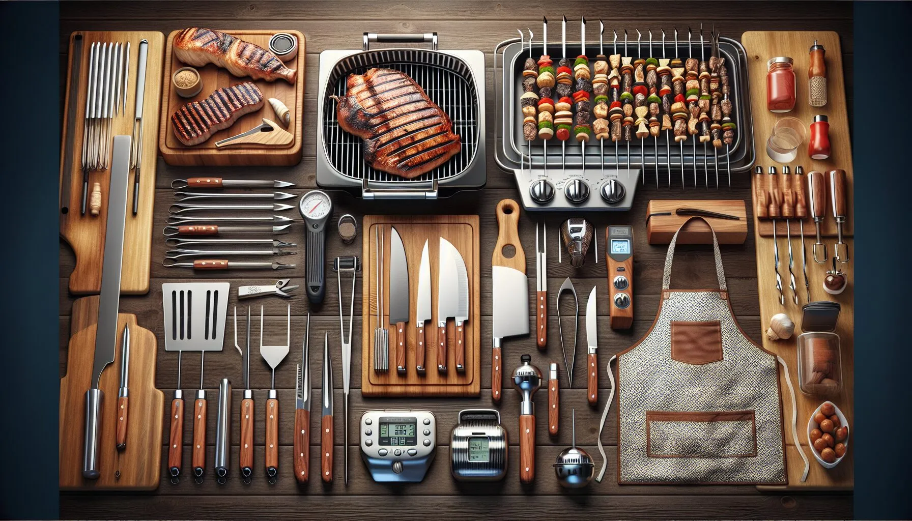 20 Acessórios para Churrasco: O Que Realmente Vale a Pena 2 Kit de acessórios para churrasco com pegador, espátula e termômetro
