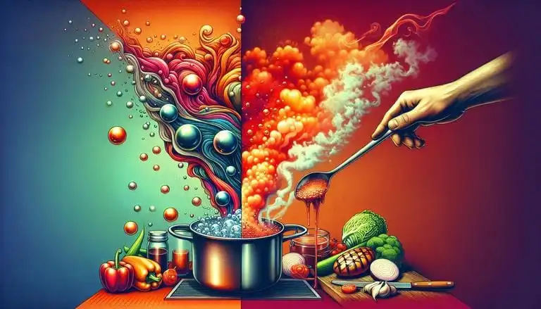 Fervura é o processo físico no qual um líquido é aquecido até que atinja o ponto em que começa a se transformar em vapor, geralmente observado pela formação de bolhas. (imagem gerada com inteligência artificial)