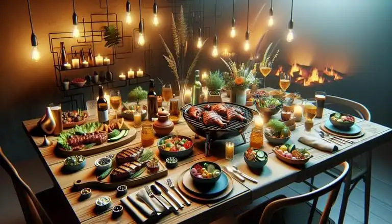 Harmonização - Harmonização é o processo de combinar diferentes elementos para criar uma composição equilibrada e agradável, seja em música, arte, culinária ou estética facial. - Um churras - Imagem gerada por IA