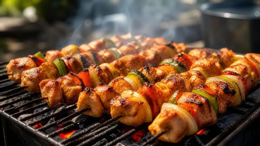 Espetinho de Frango: Dicas, Marinadas e Grelha - Um churras - Imagem gerada por IA